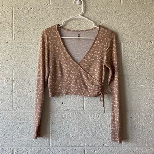 Me to We Brown Floral Long Sleeve Top